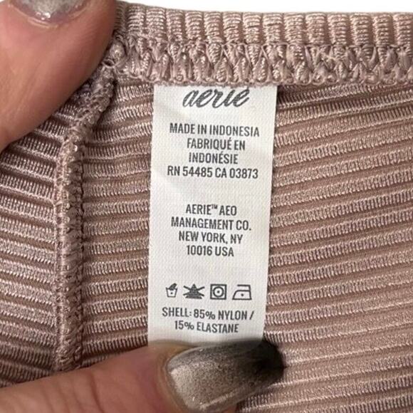 Aerie Ribbed Cheeky Tie Bikini Bottom XXL Cocoa Cream NWT Swim - Picture 3 of 4